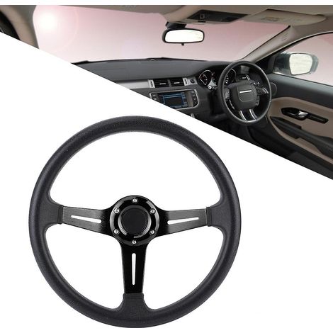 Volant universel 14 pouces avec bouton de klaxon - Cuir PU et alliage d'aluminium, noir modifié (1/5)