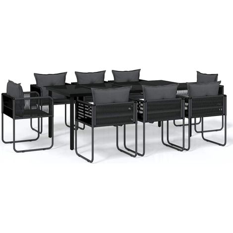 Set da Pranzo da Giardino 9 pz Nero vidaXL