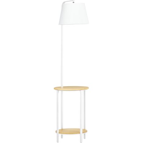 Moderne Stehlampe mit Leinenschirm, Fußschalter für Wohn- und Schlafzimmer, 43 x 39,5 x 162 cm, Weiß