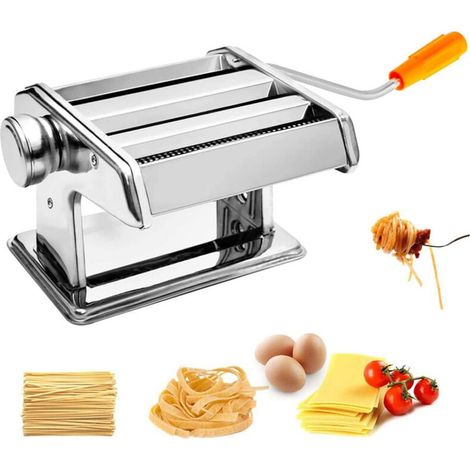 Machine à Pâtes en Acier Inoxydable avec manivelle Spaghetti Lasagne,Manuel pour Pâtes Maison, Spaghetti, Macaroni (1/5)