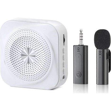 Amplificateur vocal avec microphone cravate, système de casque-haut-parleur mégaphone portable pour l'enseignement et la prise de parole en public (1/5)