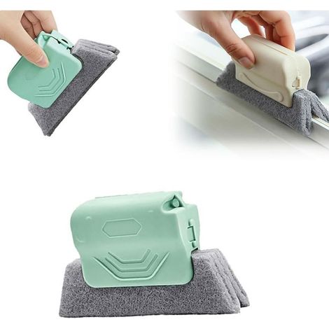 Brosse de Nettoyage Magique pour rainures de fenêtre, Nouvel Ensemble d'outils de Nettoyage pour rainures de fenêtre ou Porte coulissante pour Porte coulissante, seuil, Lignes de carrelage (Vert) (1/5)