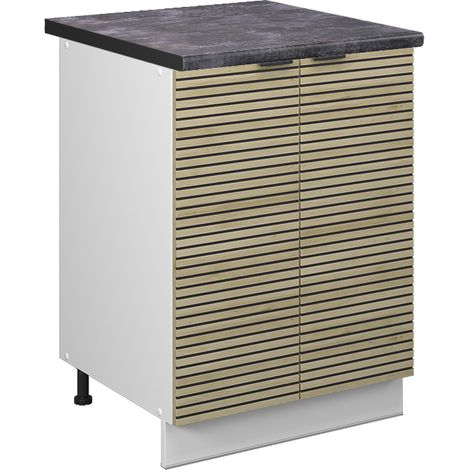 Meuble bas de cuisine Fame-Line, Panneau en chêne, 60cm , PT Anthracite, Vicco