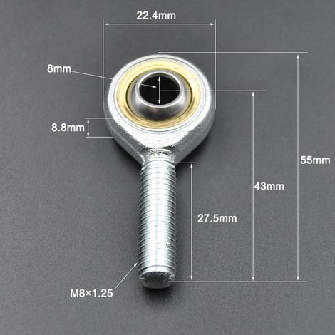 (Mâle M8) 2 pièces Rotule à billes Filetée droite/gauche Autolubrifiante (1/4)