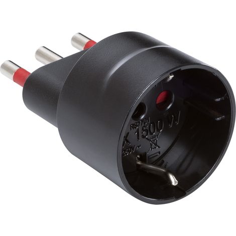 Adattatore da spina 16A a presa schuko 16A, nero, serie Emilia Specialist - Rosi RS7701N