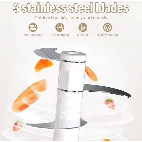 Mini tritatutto elettrico ricaricabile tramite USB, capacità 350 ml, sei lame, ideale per tritare cipolle, aglio, carne, verdure, ecc. (1/4)