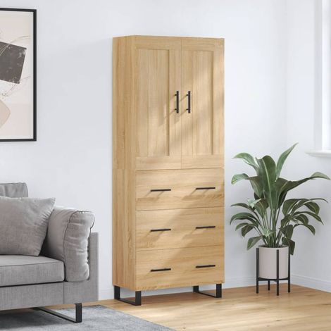 Highboard Sonoma-Eiche 69,5x34x180 cm Holzwerkstoff