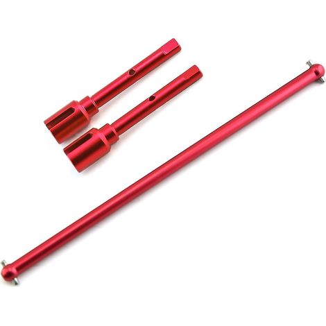 Aluminium-Mittelantriebswelle, Kardanwelle und Gelenkkappe als Ersatz für Tamiya TT02 Chassis 1/10, neu rot (1/5)