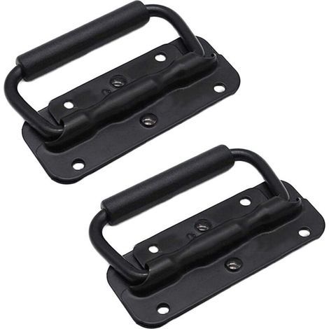 Ensemble de poignées pour boîte à outils, poignée métallique pliante, poignée noire pour boîte à outils, poignée à ressort pour boîte à outils, poignée de rechange pour boîte à outils (1/3)