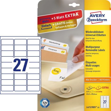 Avery L4737REV-25 etiqueta autoadhesiva