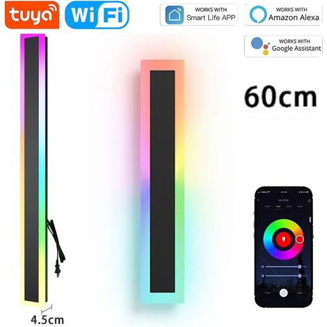Tuya Applique LED Lineare Moderna da Parete Smart WiFi e Bluetooth  60 cm