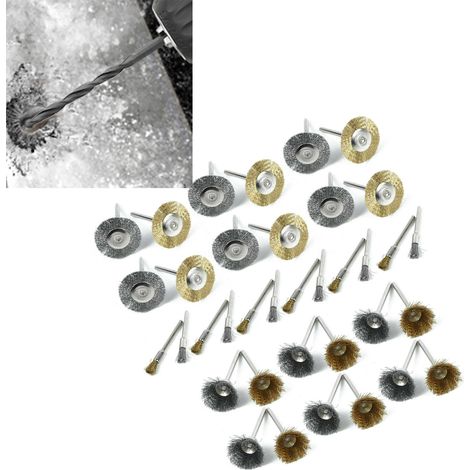 Set mit 36 Edelstahl-Drahtbürsten für Bohrmaschinen, Zubehör für Rotationswerkzeuge, Polier- und Reinigungsset. (1/5)