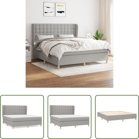 Matratze - Boxspringbett mit Matratze Hellgrau 180x200 cm Stoff (1/5)