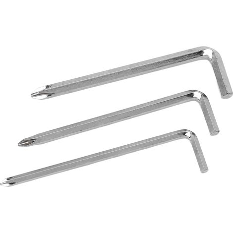 Set aus 3 multifunktionalen Stahlschraubendrehern, Sechskant- und Kreuzschlitzschraubendreher, einfache Handwerkzeuge. (1/5)