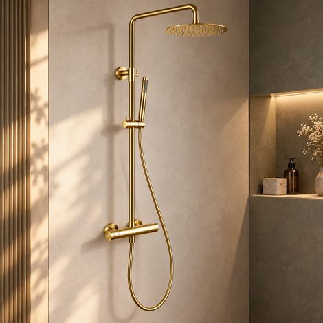 Columna de ducha termostática MANDA oro cepillado Dorado (1/4)