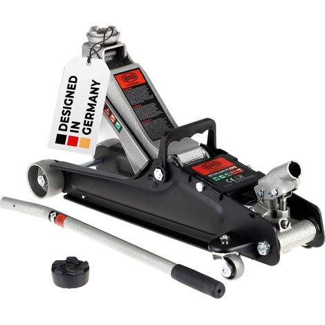 HEYNER® Rangierwagenheber Wagenheber Hydraulik + extra flach + 2,25t Kapazität + robuste Qualität + leichte Handhabung + Schwenkräder + Gummiauflage Ø 45mm + Hubhöhe 85-380mm