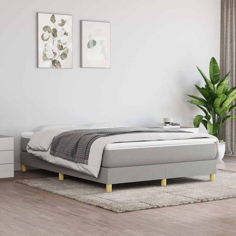 Cama box spring con colchón tela gris claro 140x200 cm (1/5)