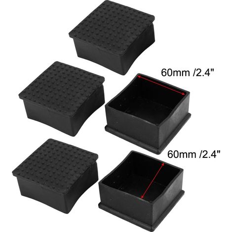 5pcs Embout Pied de Chasie Meuble Embout Tube Jambe Patin Capuchon Protection Carrée Caoutchouc 60x60mm (1/2)