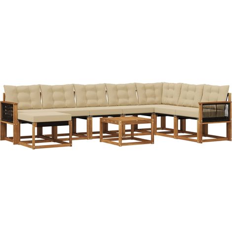 Outdoor-Sofagarnitur 9 stk. Natur und Beige vidaXL (1/5)