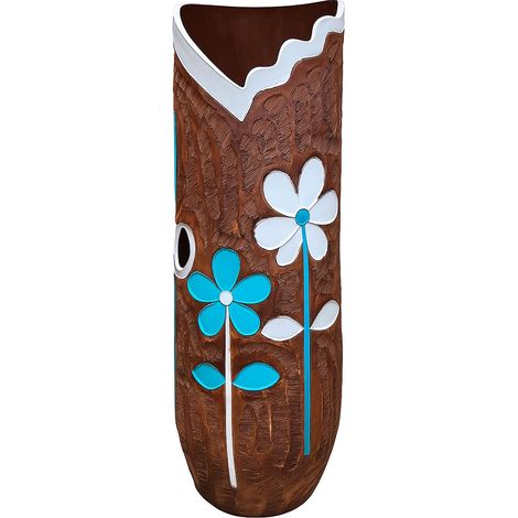 Vase en Terre Cuite avec Fleurs Bleues et Blanches 15 x 19 x 65 cm (1/2)