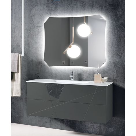 Mobile da bagno sospeso moderno CRIZIA base 120 con lavabo, ANTRACITE OPACO (1/4)