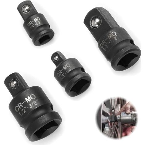 4-teiliges Steckschlüssel-Adapterset, 3/8 auf 1/4, 1/4 auf 3/8, 1/2 auf 3/8, 3/8 auf 1/2, Chrom-Molybdän-Stahl (CR-MO), Vierkantreduzierstück, Steckschlüsseleinsatz, Ratschenadapter (3/8 1/4 1/2 4 Stü (1/5)