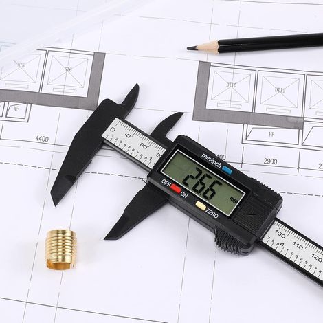 Elektronischer digitaler Messschieber, umwandelbar in Zoll und Millimeter, LCD-Display zeigt 0–150 mm an, automatische Abschaltung, geeignet für den Heimgebrauch oder die Schmuckmessung (1/5)