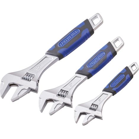 Faithfull 3-Piece Matte Chrome Adjustable Spanner Wrench Set (150mm, 200mm, 250mm)