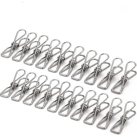 Lot de 20 pinces à linge incassables en acier inoxydable, 5,8 cm, résistantes à la rouille