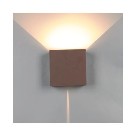 Mantra Aplique LED exterior cuadrado DAVOS XL corten, 2x10W 20W 2700K dimmable 1830Lm (1/2)