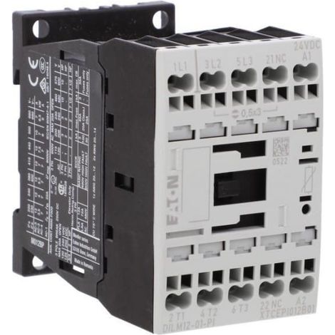 Contactor de potencia DILM12-01(24VDC)-PI dilm 3P 380 V 400 V 5,5 kW 1R 24 V CC Push-In 199248
