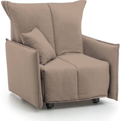 Talamo Italia Schlafsofa Almerinda, Einzelsofa, 100% Made in Italy, Wohnzimmersessel mit Trolley-Öffnung, aus gepolstertem Stoff, mit Standard-Armlehnen, Cm 110x90h85, Turteltaube