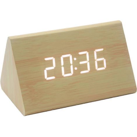 Réveil-thermomètre LED en bois, précision de l'heure, lot de 2 (1/5)