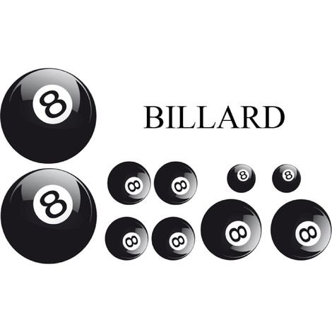 Set Adhesifs -ELEMENT BILLARD- Noir et Blanc - Car Deco
