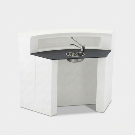 Bancone bar professionale con kit lavamani integrato Hangar60 antracite - Bianco (1/4)
