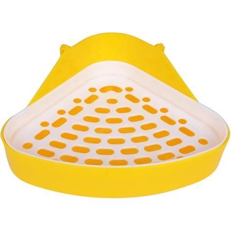 Dreieckige Katzentoilette aus Kunststoff für Kleintiere mit Gitter (1/4)