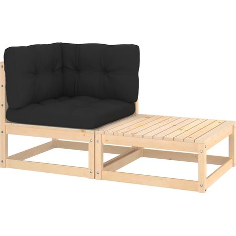Salon de jardin 2 pcs Ensemble Table et Chaise de Jardin - avec coussins Bois de pin massif BV768979 - BonneVie (1/5)