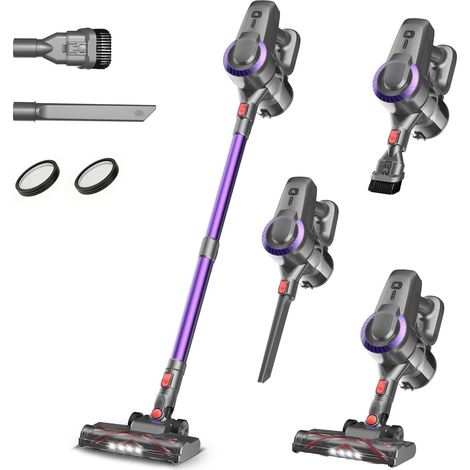 Aspirateur Balai sans Fil, 30KPa & 2 Vitesses, Aspirateur sans Fil 175W, Aspirateur Léger, 55Min Autonomie, 6 en 1 Aspirateur Balai sans Sac pour Les Poils d'animaux, Tapis, Canapé, Voiture (1/5)