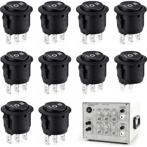 10 Pièces Interrupteur à Bascule Rond, Interrupteur Rond 3 Broches 3 Positions ON OFF ON, 20mm 6A 250VAC Noir pour Voiture, Bateau, Moto, Appareils DIY (1/5)