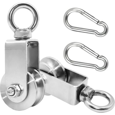 2 pièces Poulie de Levage, Poulie de Levage pour Cable Acier 16 mm Maximum, Poulie Musculation, Portantes 500 kg (48mm) (1/5)