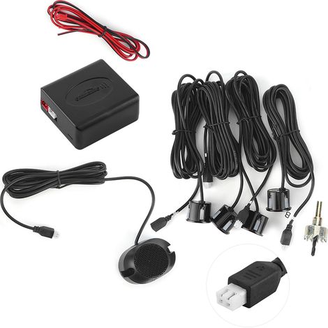 Kit d'assistance au stationnement avec radar de recul et alarme sonore, comprenant un capteur de stationnement et un avertisseur sonore. (1/5)