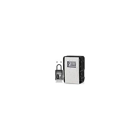 Secure Outdoor Waterproof Key Box with Hook, Large Key Box for Keys, Cards, Home, Schools, Offices, Garages, Grey (1/5)