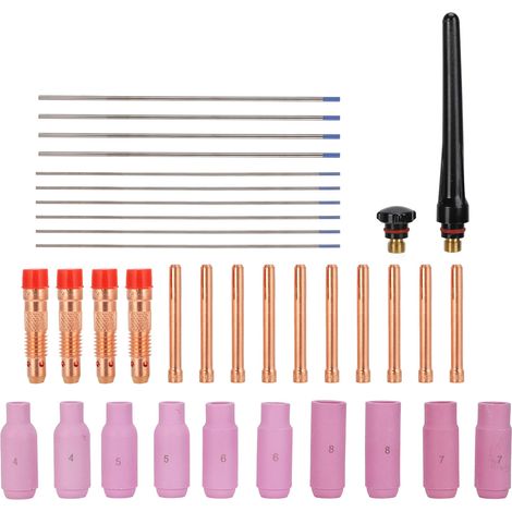 Kit de 36 pièces d'accessoires pour chalumeau de soudage en cuivre et céramique, alliage de tungstène pour séries WP 17, 18, 26 (1/5)
