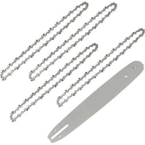 Longueur de Guide-chaîne 35 cm avec 4 Chaînes de Tronçonneuses, 52 Maillons / Entraineurs, Pas de 3/8", Jauge 0,05" (1,3 mm)