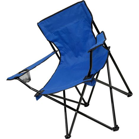 Chaise pliante portable, légère, facile à transporter, robuste et confortable - idéale pour le camping, la pêche, les barbecues et la randonnée. Bleue. (1/5)