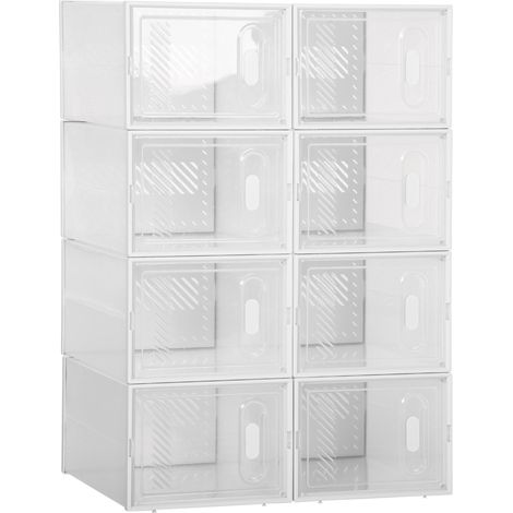 Système d'étagères modulaires à 8 compartiments, étagère enfichable, 25 cm x 35 cm x 19 cm, transparent (1/5)
