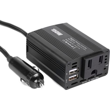 Onduleur de voiture 150W 12V à 110V, convertisseur de puissance à onde sinusoïdale modifiée, transformateur électrique Automobile avec 2 Ports USB pour camion RV (1/5)