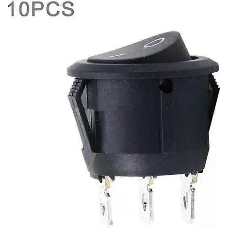 Interrupteur à bouton-poussoir pour voiture - Lot de 10 pièces, universel, 3 broches, capuchon rond (1/5)