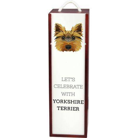 Yorkshire Terrier, York, York, Yorkie - caja de vino geométrica con foto e inscripción de Art-Dog (1/5)