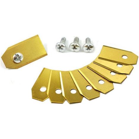 Lame Robot Tondeuse, 9 Pcs Lame Tondeuse avec Vis, Lames de Rechange pour avec Revêtement en Titane Compatible ,Or, 35×18×0.75 mm (lame droite conventionnelle)